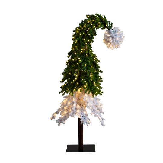 7ft. Pre-Lit Fir Santa’s Hat Artificial Christmas Tree, Clear LED Lights